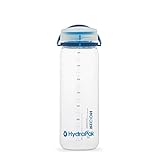 Hydrapak Recon - 50% Recycled Plastic Water Bottle, Eco Friendly & BPA Free, Smooth Flow Twist Cap, Easy Carry (32 Oz, Clear/Navy & Cyan)