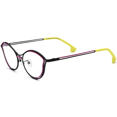 Image of FONEX Colorful Pure Titanium Glasses Frame Women Retro Round Eyeglasses