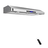 EKON 42 inches Under Cabinet Range Hood, 900 CFM Stainless Steel Kitchen Chimney Vent, 4 Speed Touch Screen Control With Remote 2Pcs 3W LED lights Dishwasher-safe Filters Fan Timer