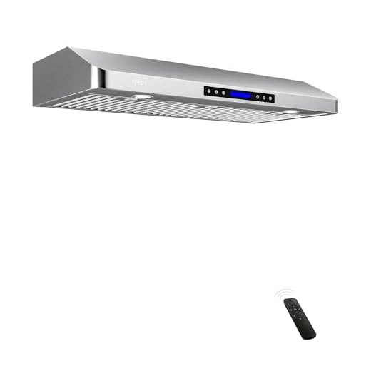 EKON 36 inches Under Cabinet Range Hood, 900 CFM Stainless Steel Kitchen Chimney Vent, 4 Speed Touch Screen Control With Remote 2Pcs 3W LED lights Dishwasher-safe Filters Fan Timer