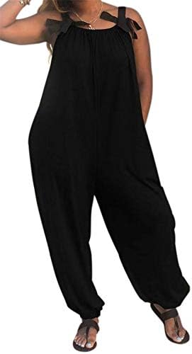 LAMISSCHE Black Jumpsuit For Women Dressy Overalls For Women Loose Fit Plus Size Jumpsuits For Women(Black,3XL)