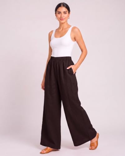 Image of Plaazo Women's Cotton Palazzo | Wide Leg Palazzo for Women | Soft Breathable High Waist Bottom Wear | Comfortable Casual, Office, Travel for Women