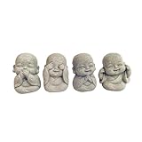 LWDUDE 4-in-1 Buddha Statue Set for Spiritual, Feng Shui, Zen and Indoor/Outdoor Decor - Cute Buddha Statue for Home, Aquarium and Asian Garden Decor. with Amulet