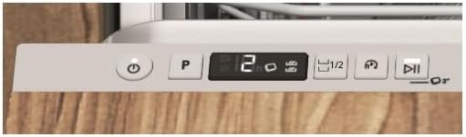 Close-up of Hotpoint H2I HD526 AS dishwasher control panel with power and program buttons