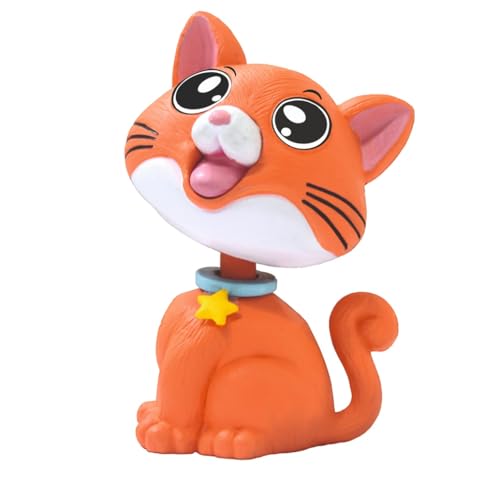 Image of AUGEN Cute Cat Orange Bobblehead for Car Dashboard, Office Desk & Study Table (Pack of 1)