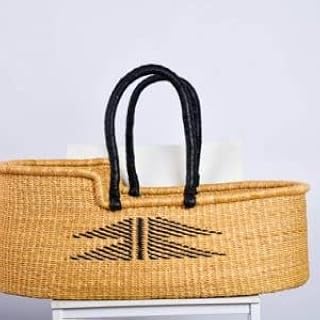 Baby Bassinet, Baby Moses Basket with Foam Pad, Baby Bassinet Basket-Wicker Baby Bassinet-Bolga Woven Baby Bassinet