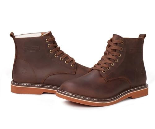 Men's 6" Service Boot,Casual Work Boots, Full-Grain Leather,Comfortable Rubber Outsole,Slip /0il/Acid Resistant Outsole,Removable Memory Foam PU lnsole, Soft toe Brown Work Boots3