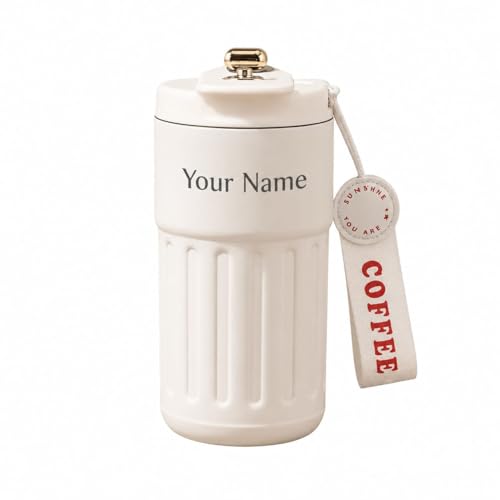 Image of Personalized Coffee Tumbler with Name, Double Wall Insulated Customized Travel Mug with Lid, Coffee Mug for,Men Valentine Day Gifts, Corporate Gifts for Employee (White,420ml) (White)
