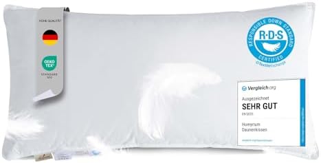 Homyrium Daunenkissen 40x80 Kopfkissen 40x80 Daunen Federkissen (550g) | Dreikammer Kissen, FÜLLUNG: außen 90% Daunen / 10% Federn; innen 100% Federn, 100% Baumwollbezug