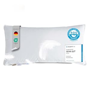 Homyrium Daunenkissen 40x80 Kopfkissen 40x80 Daunen Federkissen Dreikammer Kissen FÜLLUNG: außen 90% Daunen / 10% Federn; innen 100% Federn, 100% Baumwollbezug (800g, 1er Pack)