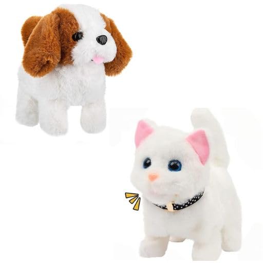 Walking and Barking Dog Soft Puppy Toy for Kids Battery Operated Plush That Walks & Moves Tail Interactive Cute Toy Gift for Girls & Boys (Dog NAD cat)-image-25