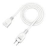 AKIRARI 電源延長コード 電源タップ 1個口 すっきり配線 15A 1500W 0.1m～10mまで選べる 耐寒 耐熱 トラッキング 火災予防 絶縁キャップ 延長ケーブル 延長コード ACアダプタ用 スイングプラグ ソフト 延長 電源増設 RoHS指令対応 省スペース ホワイト色 (単品, 1m)