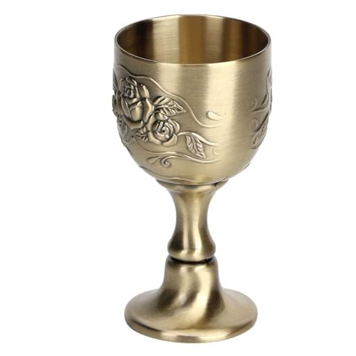 Agatige Wine Goblet, Chalice Brass Vintage Handmade King's Royal Embossed Glasses Cup Liquor Cups for Drink Coffee, Beer, Whiskey, Milk, Cocktail
