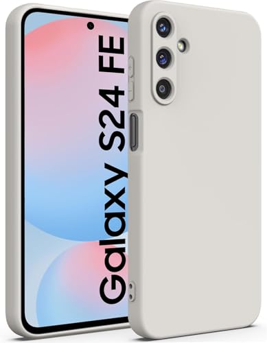 Image of DIZORO Microfiber Candy Case Compatible for Samsung S24 fe Smooth Touch Cushion Liquid Soft Silicone Gel Rubber Phone Cases Non-Slip Full Body Protective Shockproof Back Cover - Stone
