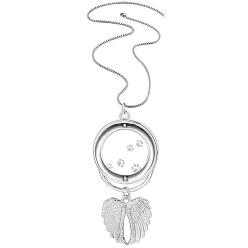 Collier rotatif ailes d'ange chat, bijou quotidien empreinte grise