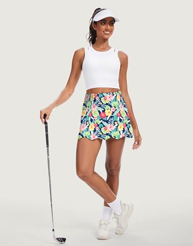 Image of M MOTEEPI 14 inch Scalloped Hem Skorts for Women with Pockets High Waisted Tennis Golf Athletic Skirt with Shorts 2026