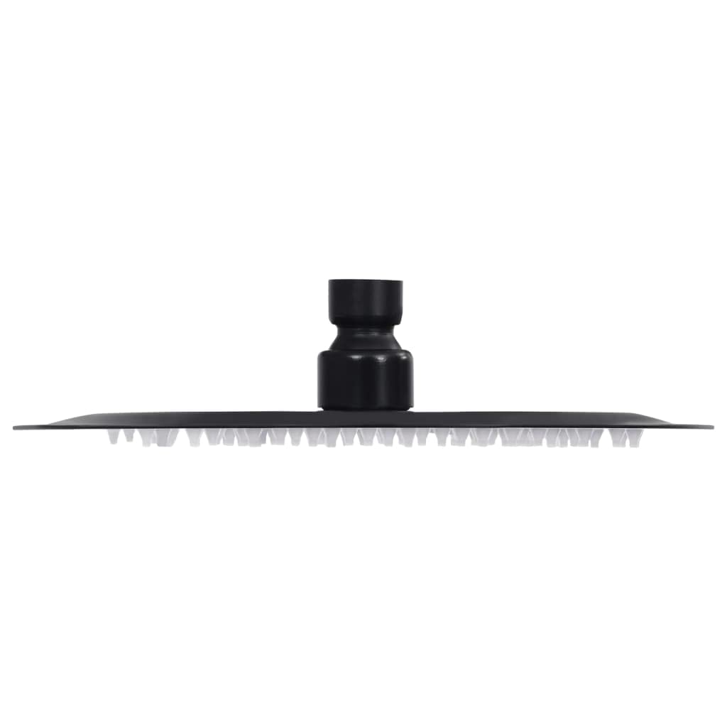 vidaXL Cabezal de Ducha Efecto Lluvia Alcachofa Cuarto de Baño Accesorio Rociador Boquillas Giratoria Área Amplia Acero INOX Redondo Negro 20 cm