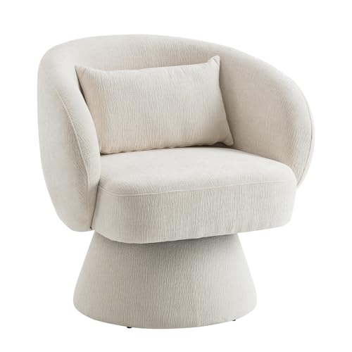 Sillón giratorio terciopelo suave beige miniatura 7