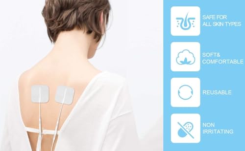 Image of AGAM TENS Electrode Pads - Replacement Electrodes for TENS Digital Therapy Machine - Reusable Self-Adhesive Pads (Square, Pack Of 4 | 2 * 2 IN))
