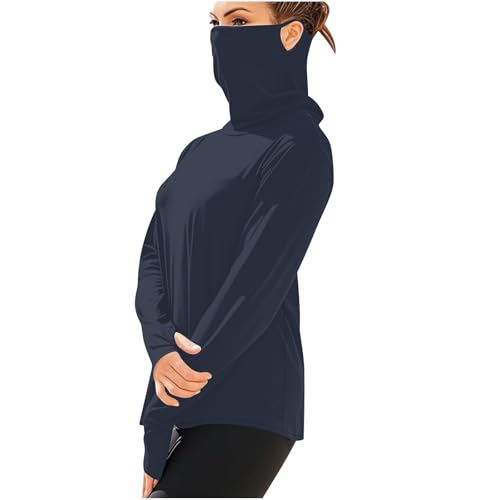 Women's Sun Protection Hoodie Men's Fishing Quick Dry Hiking Shirt Long Sleeve Shirts Tops with Face Mask Lightweight