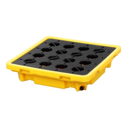 Plateforme modulaire Robuste de rétention des déversements, Palette en Plastique étanche, adaptée au Stockage Industriel de fûts d'huile et de réservoirs d'huile, 123x10, sûre et multifoncti
