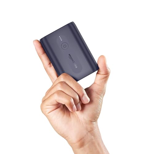 Amazon Basics 10000 mAh Lithium Polymer Mini Power Bank with 22.5W Fast Charging, Dual Output, Charging Indicator, Type-C Cable Included, Blue