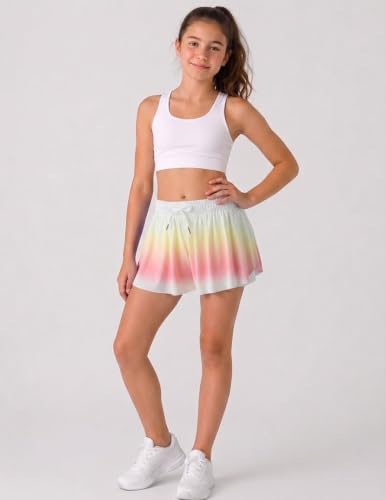 Image of 1 or 3 Pack Girls Flowy Shorts with Spandex Liner & Pocket, 2-in-1 Athletic Butterfly Shorts for Running Dance