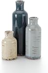 Tenvy Multi-Color Ceramic Crackled Glazed Vase Set 3, Rustic Farmhouse Decorative Vase for Home, Office & Events