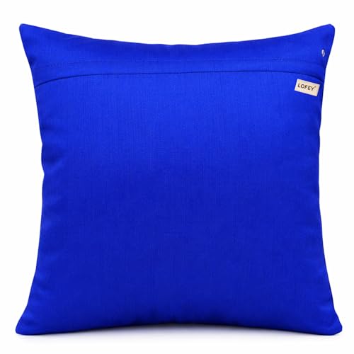 Image of LOFEY Dupion Silk Cushion Cover, 16 x 16 Inch (40 x 40 cm), Decorative Sofa Pillow Cover, Zipper Closure (2, Blue)