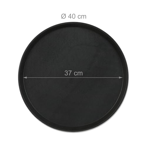 Miniatura 4 de Relaxdays Bandejas Camarero, Pack De 3, Antideslizantes, Redondas, Para Bar Y Restaurante, Ø 40 Cm, Plástico, Negro