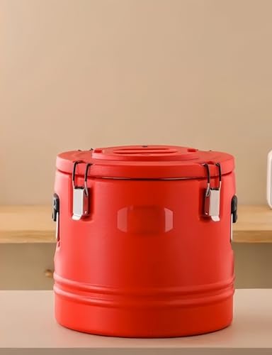 保温ポット 卓上断熱バレル ステンレス製 大容量 5-60L ウォータージャグ 保温ミルクティー桶 保温保冷 二重層 温水ボイラー (赤, 直径34cm*高さ33cm 20L)