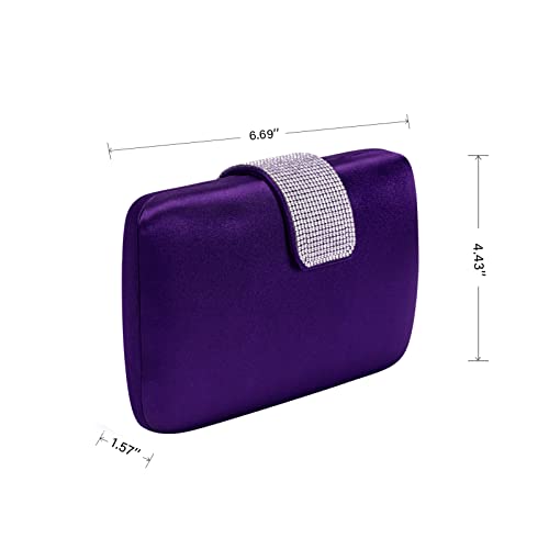 Image of Satin Rhinestones Evening Bags Party Bridal Clutch Purse For Women Prom Clutch