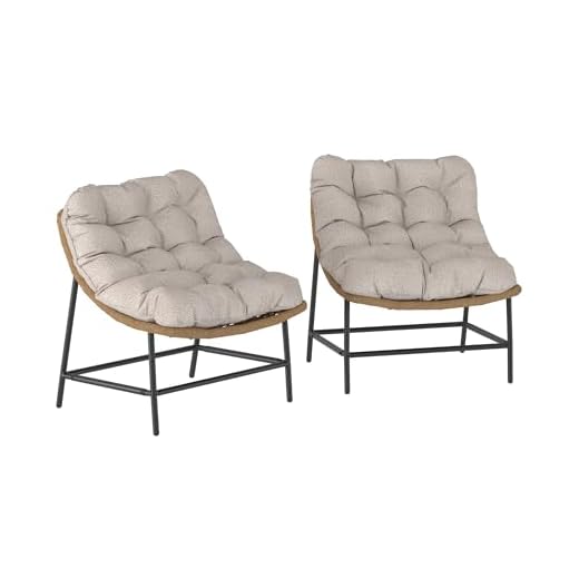 Walker Edison Estrella Modern 2 Piece Rattan Scoop Chair Set, Set of 2, Natural