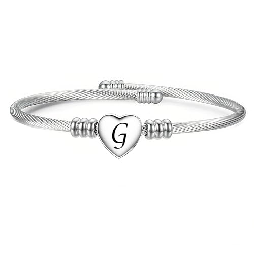 26 pulseras de plata con iniciales para mujer, pulseras de letras del alfabeto...