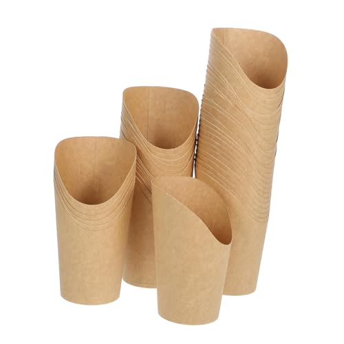 Cabilock 100 Piezas envases de bocadillos de papel kraft producto freír largo fiesta evento soporte para papas fritas contenedores de bocadillos cajas de bocadillos de papel kraft Marrón
