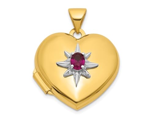 Gem And Harmony Starburst Heart Locket with Ruby