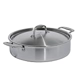 Made In Cookware | 6 Quart Stainless Steel Rondeau Pot w/Lid | 5 Ply Stainless Clad | Professional Cookware | Crafted in Italy | Induction Compatible