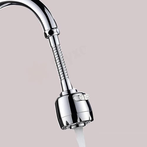 Image of Styxon Kitchen Tap Extender - 360 Rotating Faucet Extension for Kitchen Sink & Basin | Adjustable Water Flow & Easy Install With Hose And Universal Connector, 2 Mode, 19 X 4.9 X 2.2 CM, Silver