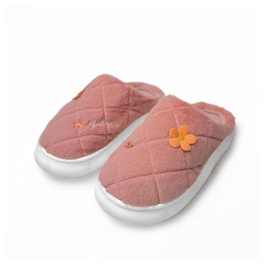 Pantufa Chinelo Feminina Flower Em Pelúcia Antiderrapante Macio e Confortável (Coral, BR, Adulto, Faixa Numérico, 34, 35)