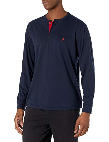 Nautica Men's Sustainable Sleep Henley, Navy, Large
