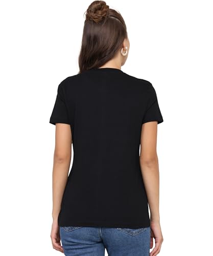Image of Round Neck T-Shirt Top for Women | Combed Bio-Washed Ring Spun Cotton | Plain | Short Sleeves