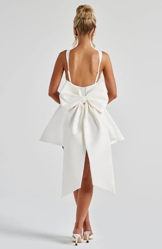 Square Neck Satin Homecoming Dresses for Teens 2025 A-line Corset Short Cocktail Prom Dress with Bow3