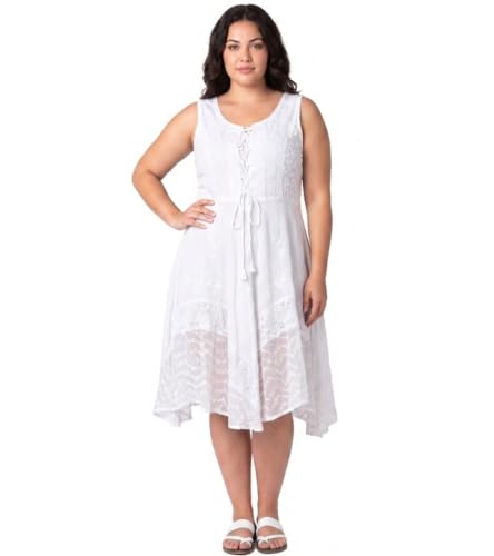 Image of Sakkas Magdilena Stonewashed Corset Front Embroidered Dress
