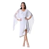 HAPNBCELE Womens Greek Goddess Costume, White Toga Dress Slim Fit Roman Grecian Princess Venus Cosplay Halloween Dress Up (Large, White)