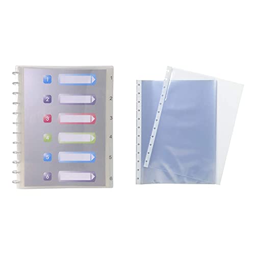 Exacompta - Réf. 86320E - 1 Protège-documents amovibles à anneaux polypropylène Crystal 60 vues - A4 - Cristal & Paquet de 10 Pochettes de Recharge lisse pour porte vue amovible Cristal Translucide