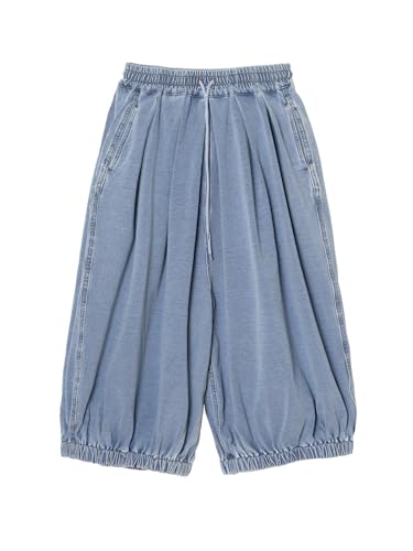 2025 Fall Literary Wash Knit Denim Thigh Culotte Women's Cropped Pants 2552814