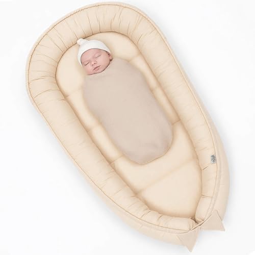 PaLulli® Nido de bebé para recién Nacido XXL 120 x 60 | Tumbona Nido para bebé | 100% algodón | con Bordes Protectores | 0-9 Meses