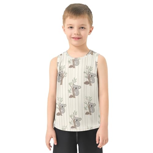 J JOYSAY Koala Leaves Stripes Boys Tank Top Sleeveless Muscle Shirts Quick Dry Active Workout Sport Kids T-Shirts 3-15T2