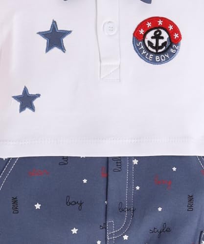 Image of BabyGo Baby Half Sleeve Rompers 100% Cotton Rompers for New Born Baby Boys|Daily Suits for Baby Boys & Girls| 0X3M|GREY1-NAVY|Onesies| Infant Clothes | Pack of 2