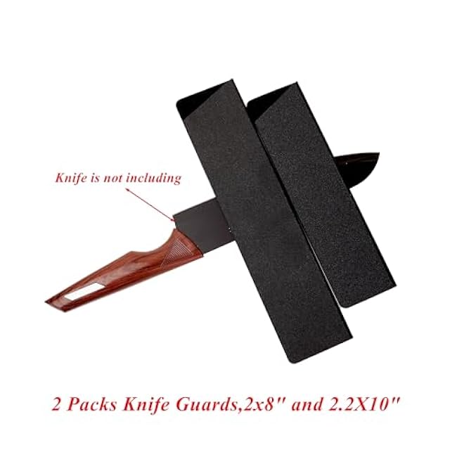 Rwraps 2Pack Knife Guards, 2x8 and 2.2X10 ABS Universal Knife Cover Blade Protector Non-Scratch Felt Lining Chef Knife Sheath